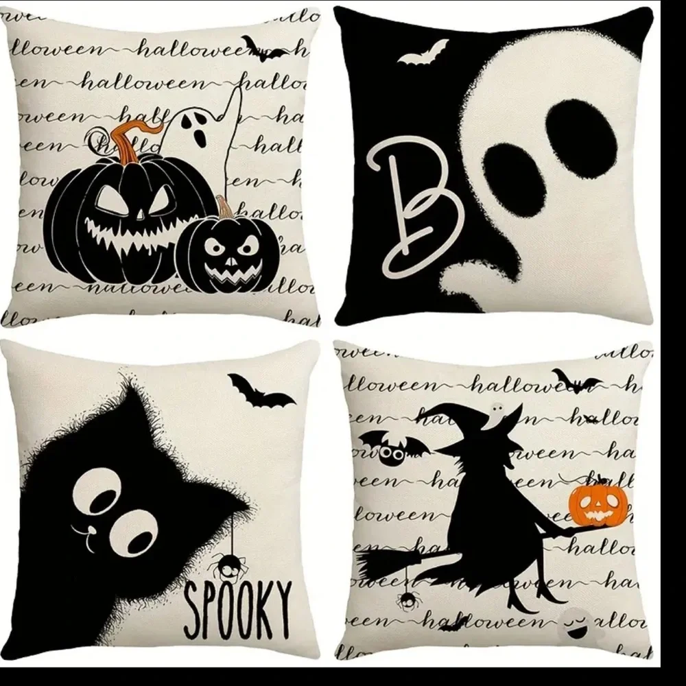 4pc Halloween Decorative Pillowcases 18x18